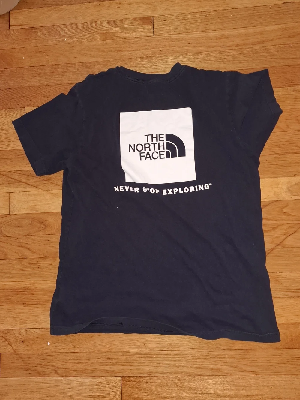 The North Face Navy Short Sleeve Logo Tee with White Logo